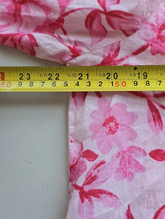 Zara Pink and Red Floral Cotton Blouse L - Picture 6 of 8